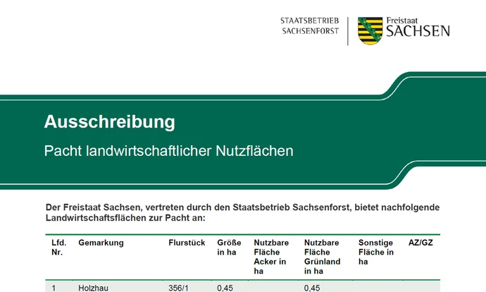 Beispielbild einer Ausschreibung