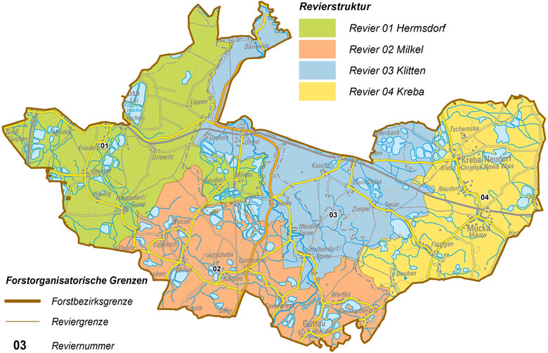 &Uuml;bersichtskarte Biosph&auml;renreservat Oberlausitzer Heide- und Teichlandschaft