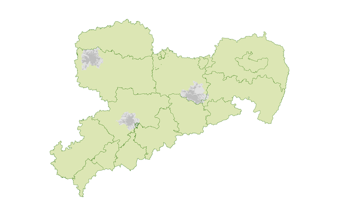 Karte der Forstbezirke in Sachsen