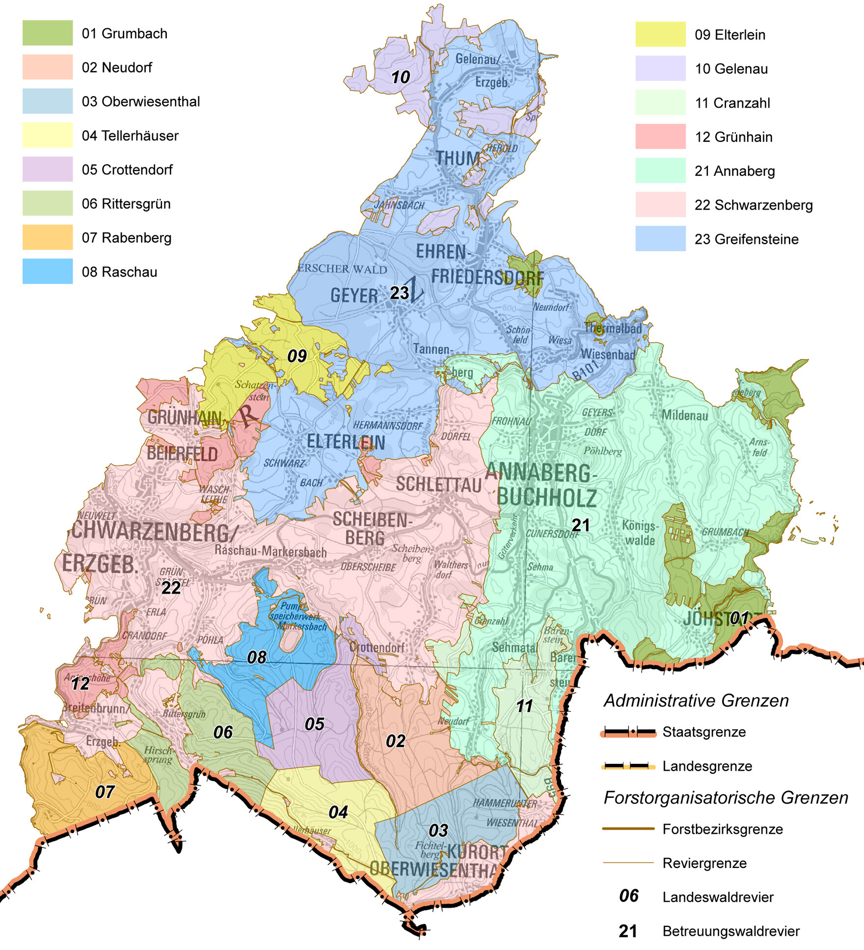 Übersichtskarte des Forstbezirkes Neudorf