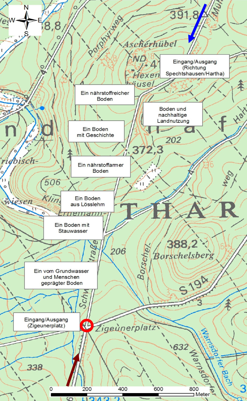 Karte des Lehrpfades