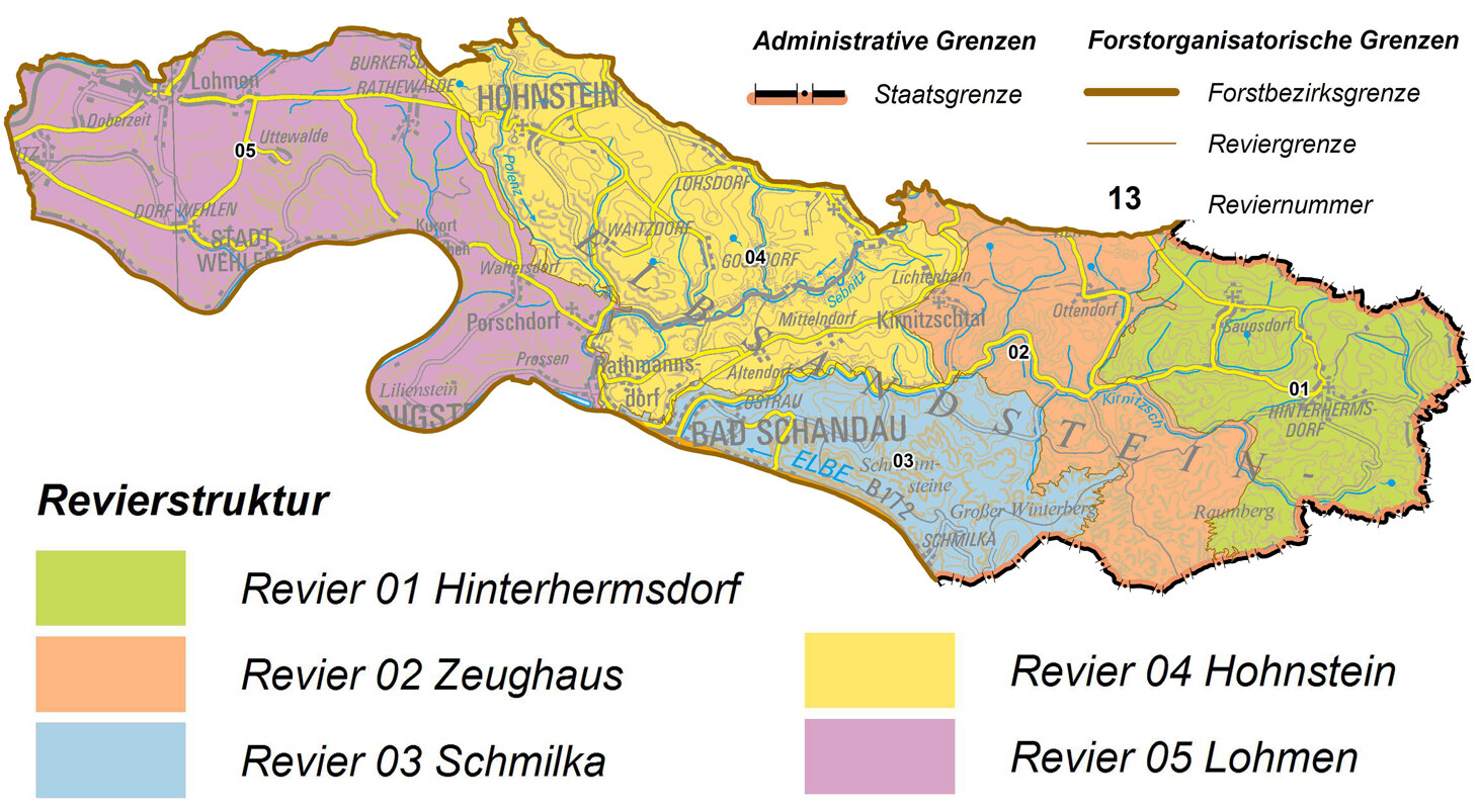 Übersichtskarte des Nationalparks Sächsische Schweiz
