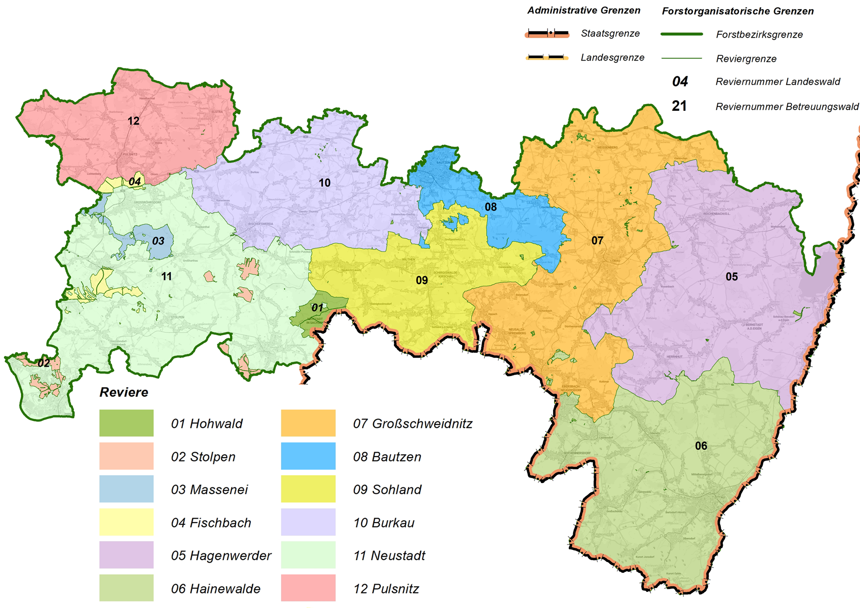 Übersichtskarte des Forstbezirkes Neustadt