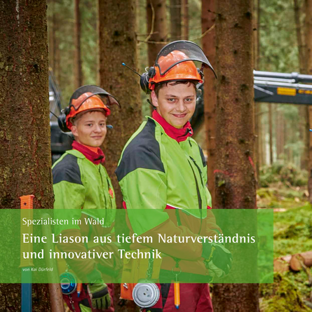 Zwei Waldarbeiter im Wald