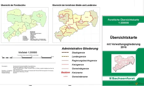 Ausschnitt aus einer &Uuml;bersichtskarte Forstbezirke