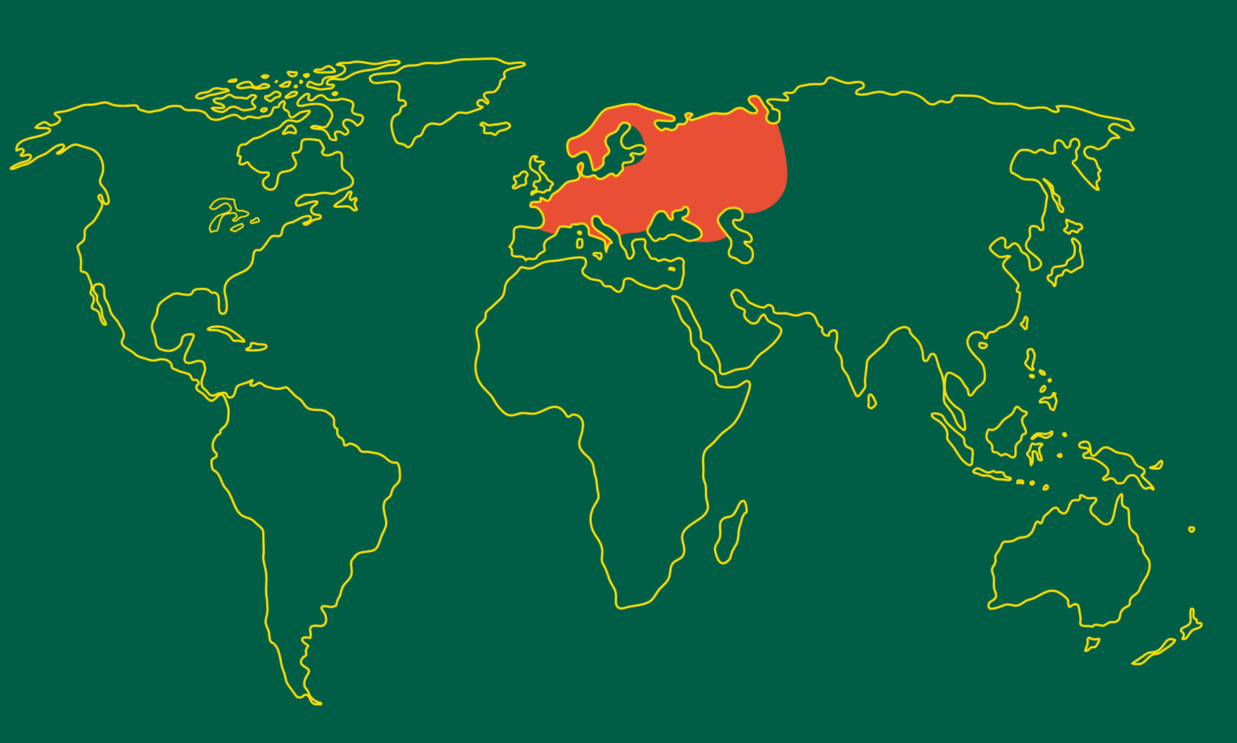 Weltkarte mit den Verbreitungsgebieten