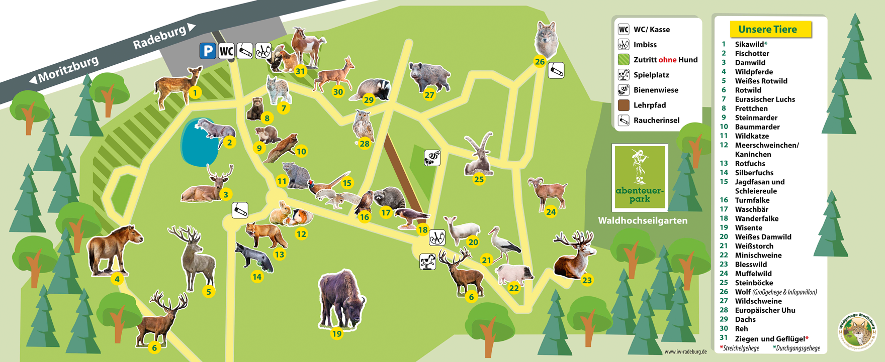 Lageplan des Wildgeheges Moritzburg
