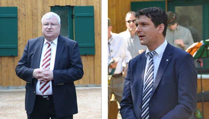 Staatssekret&auml;r Herbert Wolff, SMUL, bei der Ansprache der G&auml;ste (links) und Landrat Henry Graichen, Landkreis Leipzig